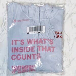 Victoria's Secret PINK Ivy Fleece Campus Full-Zip Hoodie Hydrangea Blue NWT